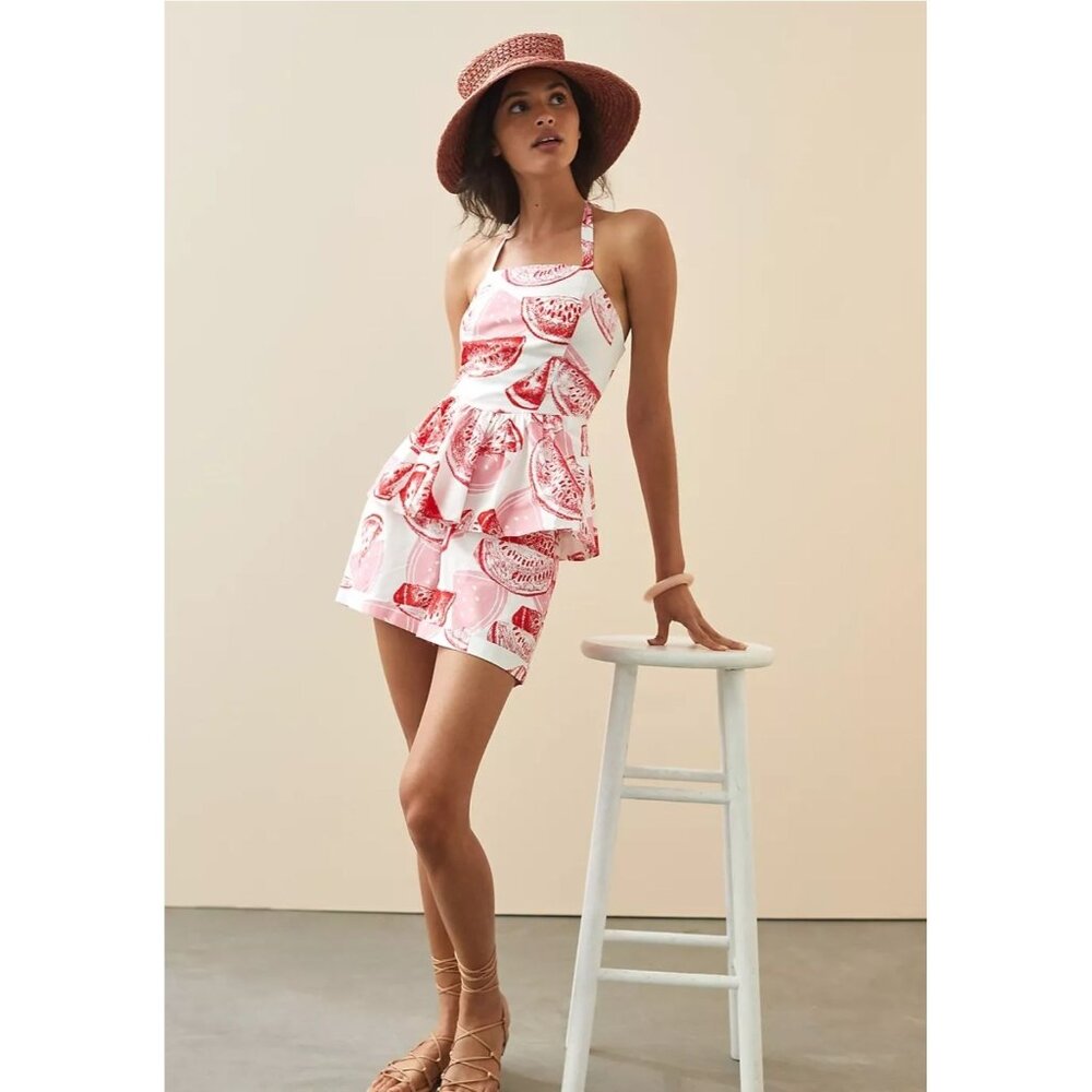 Anthropologie Eva Franco Watermelon Short Set
